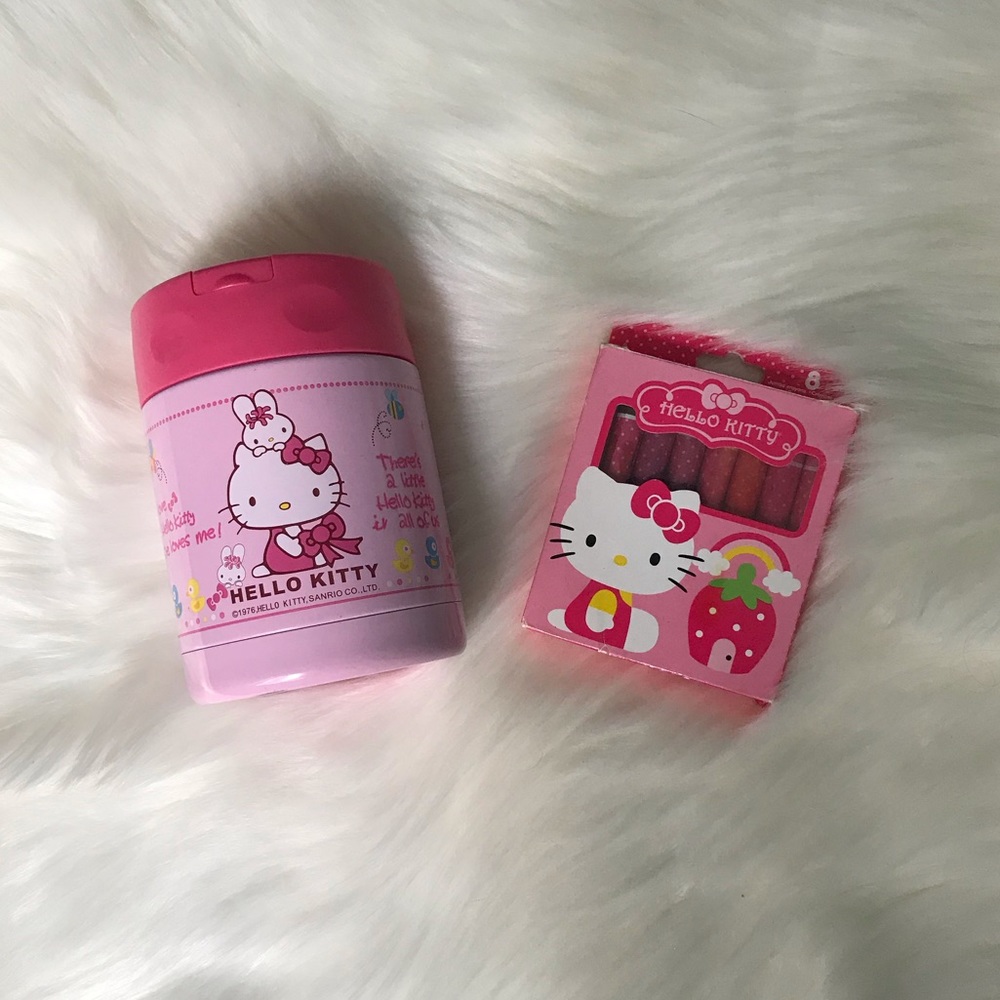 Pink Hello Kitty Thermos bundle with Crayons